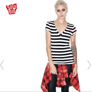 Sourpuss Black & White V-Neck Top